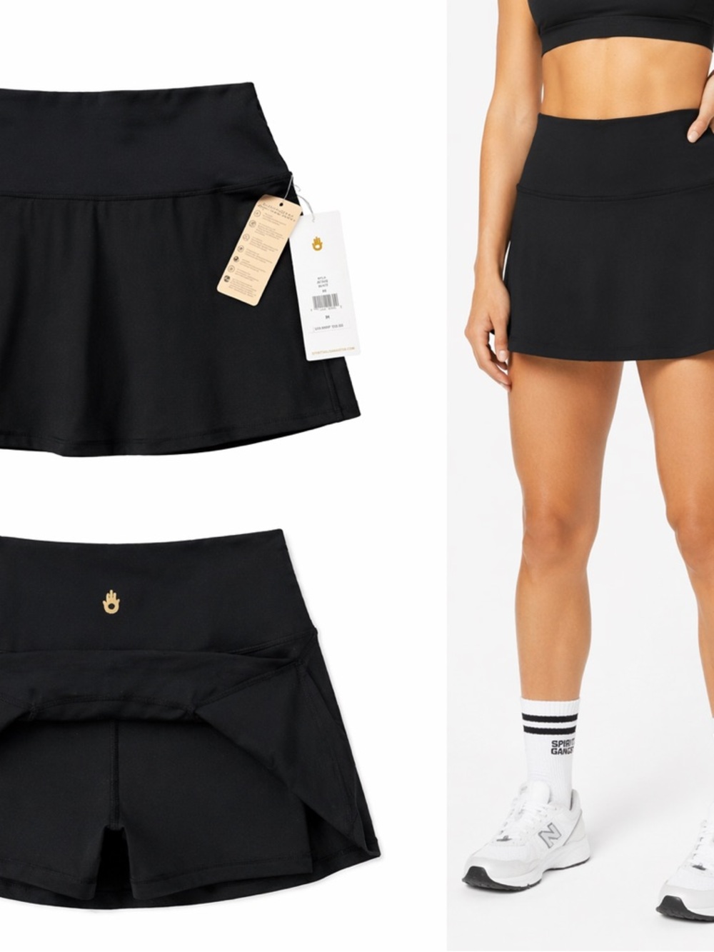 Spiritual Gangster Black Tennis Skort M NWT